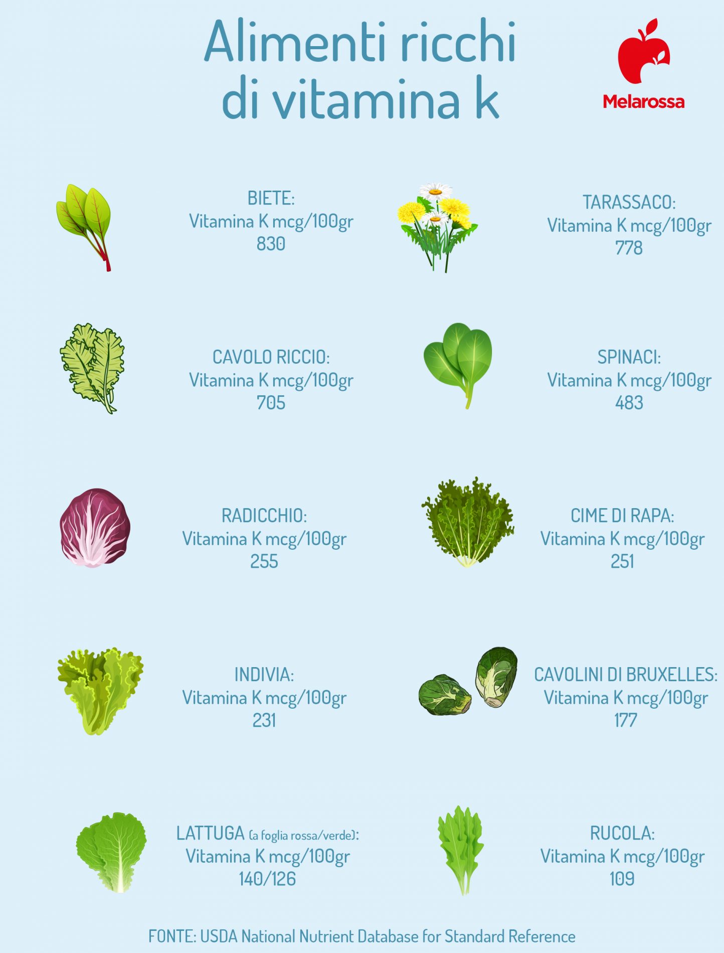 Vitamina K: benefici reali, dove trovarla e come assumerla ogni giorno 1 grafica su alimenti ricchi di vitamina K