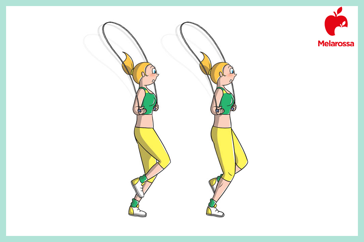 Salto con la corda: benefici, come allenarsi, muscoli coinvolti e programmi di allenamento 4 Illustrazione di una donna che esegue un salto con la corda