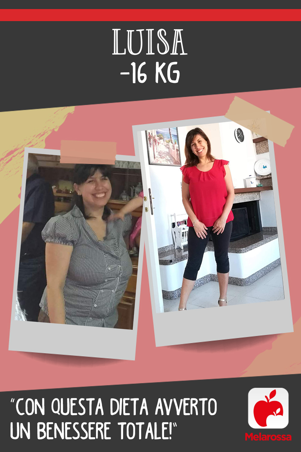 Luisa -16kg con Melarossa: “Con questa dieta avverto un benessere totale!” 3 Testimonial Melarossa Luisa 16 kg