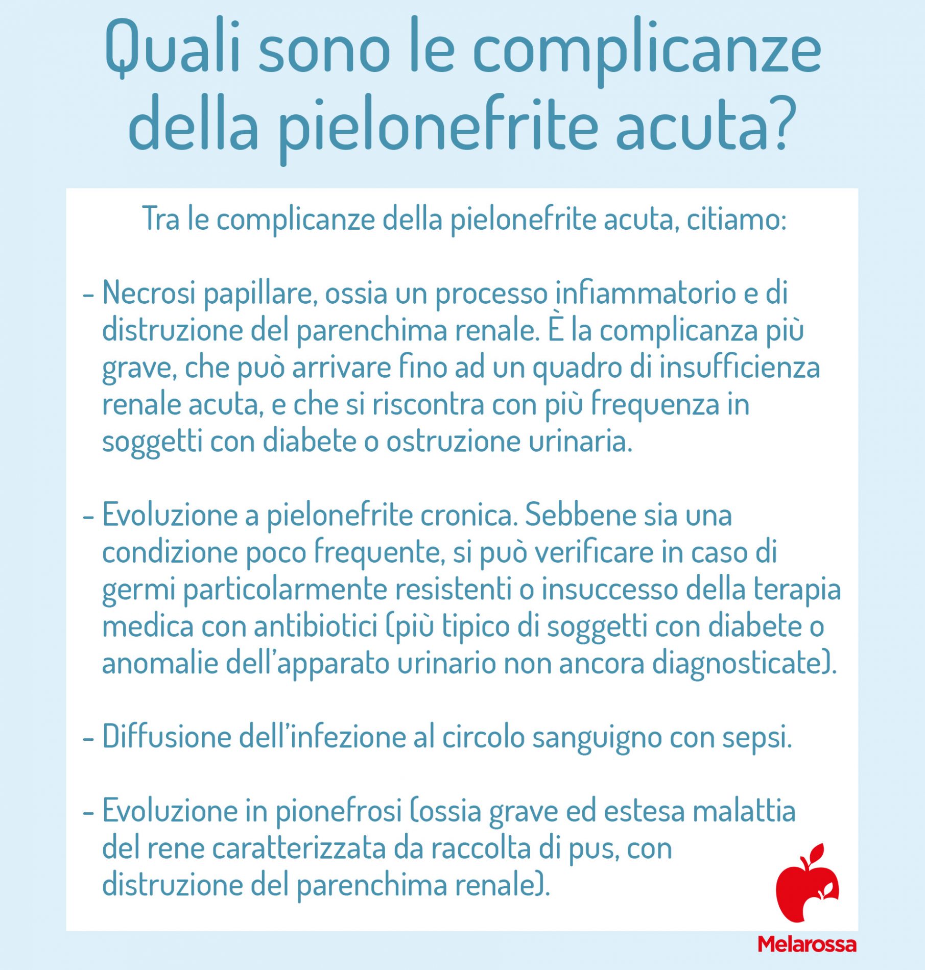 Pielonefrite: cos’è, sintomi, cause, diagnosi, cura e prevenzione 6 pielonefrite acuta complicanze