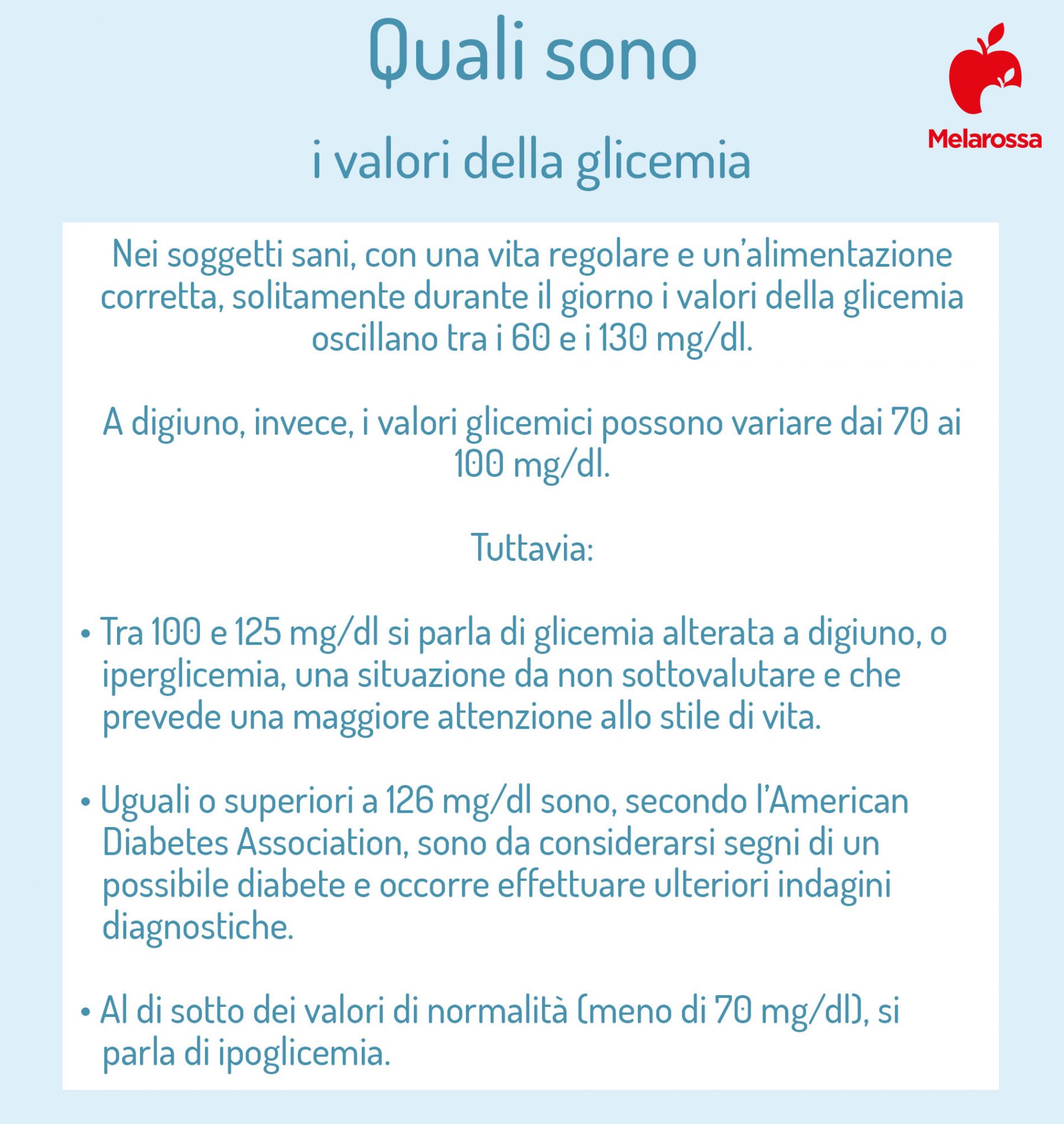 Glicemia: quando è alta o bassa, quando i valori sono preoccupanti, cosa fare e cosa mangiare 2 Grafica che indica quali sono i valori della glicemia
