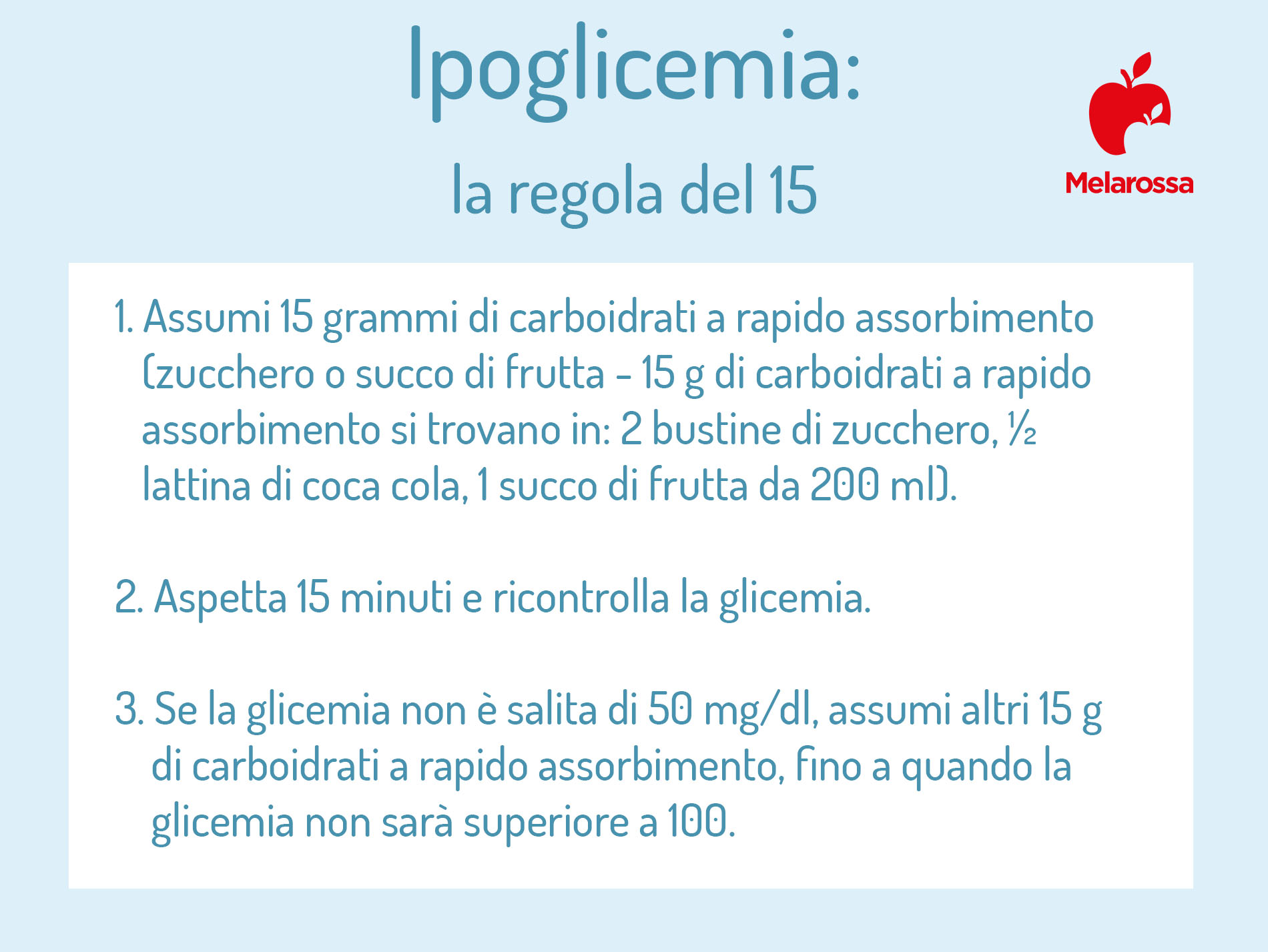 Ipoglicemia: cos’è, quali sono i sintomi, cause, come riconoscere la crisi ipoglicemica e cosa fare 7 Ipoglicemia: la regola del 15