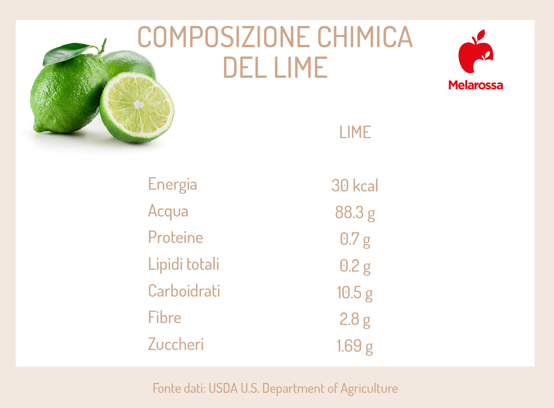 Lime o limetta: cos'è, proprietà, usi in cucina e ricette 1 lime: calorie