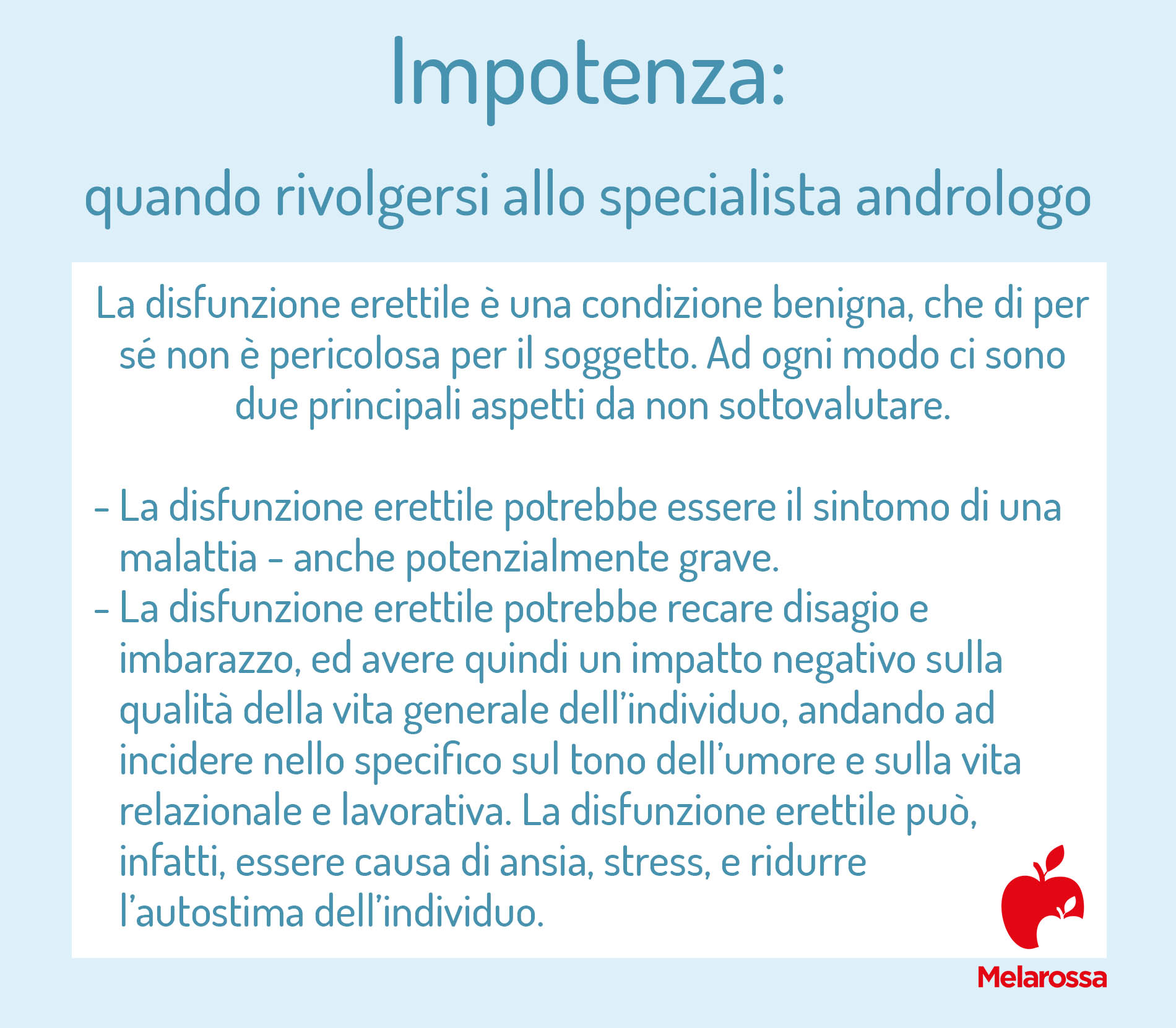 Disfunzione erettile o impotenza: cos’è, cause, sintomi, cure e rimedi dei problemi d'erezione 6 Impotenza. quando rivolgersi all'andrologo