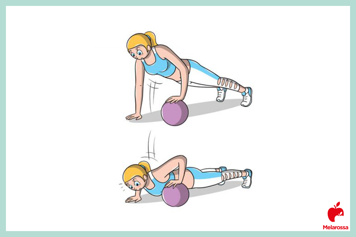 Allenamento delle modelle di Victoria’s Secret: routine e esercizi per avere un corpo scolpito 5 illustrazione allenamento modelle che fa vedere come fare un push up con la palla