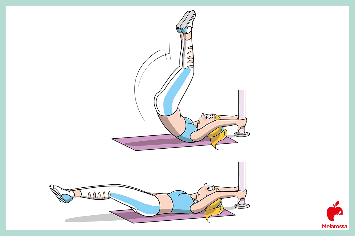 Allenamento delle modelle di Victoria’s Secret: routine e esercizi per avere un corpo scolpito 8 illustrazione che fa spiega come eseguire un reverse crunch