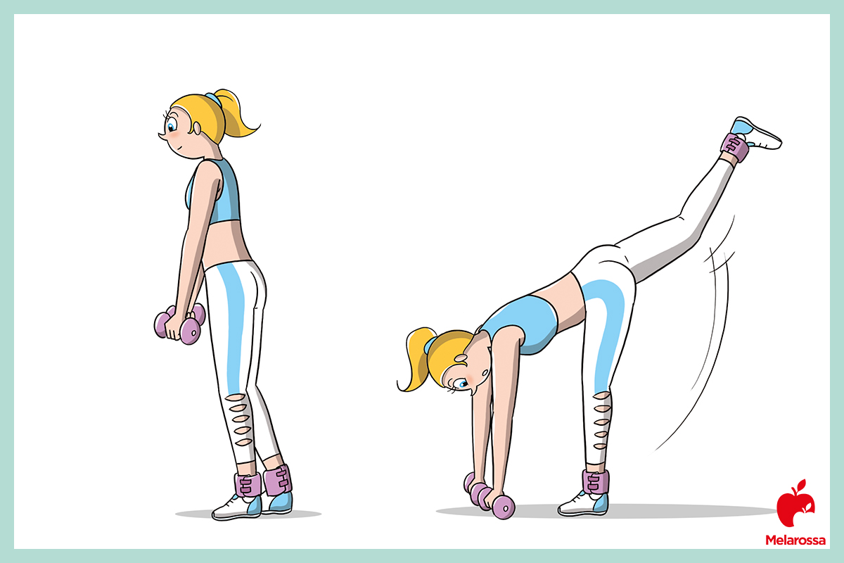 Allenamento delle modelle di Victoria’s Secret: routine e esercizi per avere un corpo scolpito 7 Illustrazione per workout per avere un fisico perfetto come eseguire uno single leg dealdift con manubri e cavigliere
