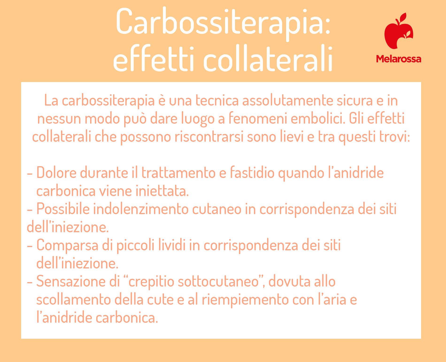 Carbossiterapia: cos'è, come funziona, benefici, quando è consigliata 5 carbossiterapia: effetti collaterali
