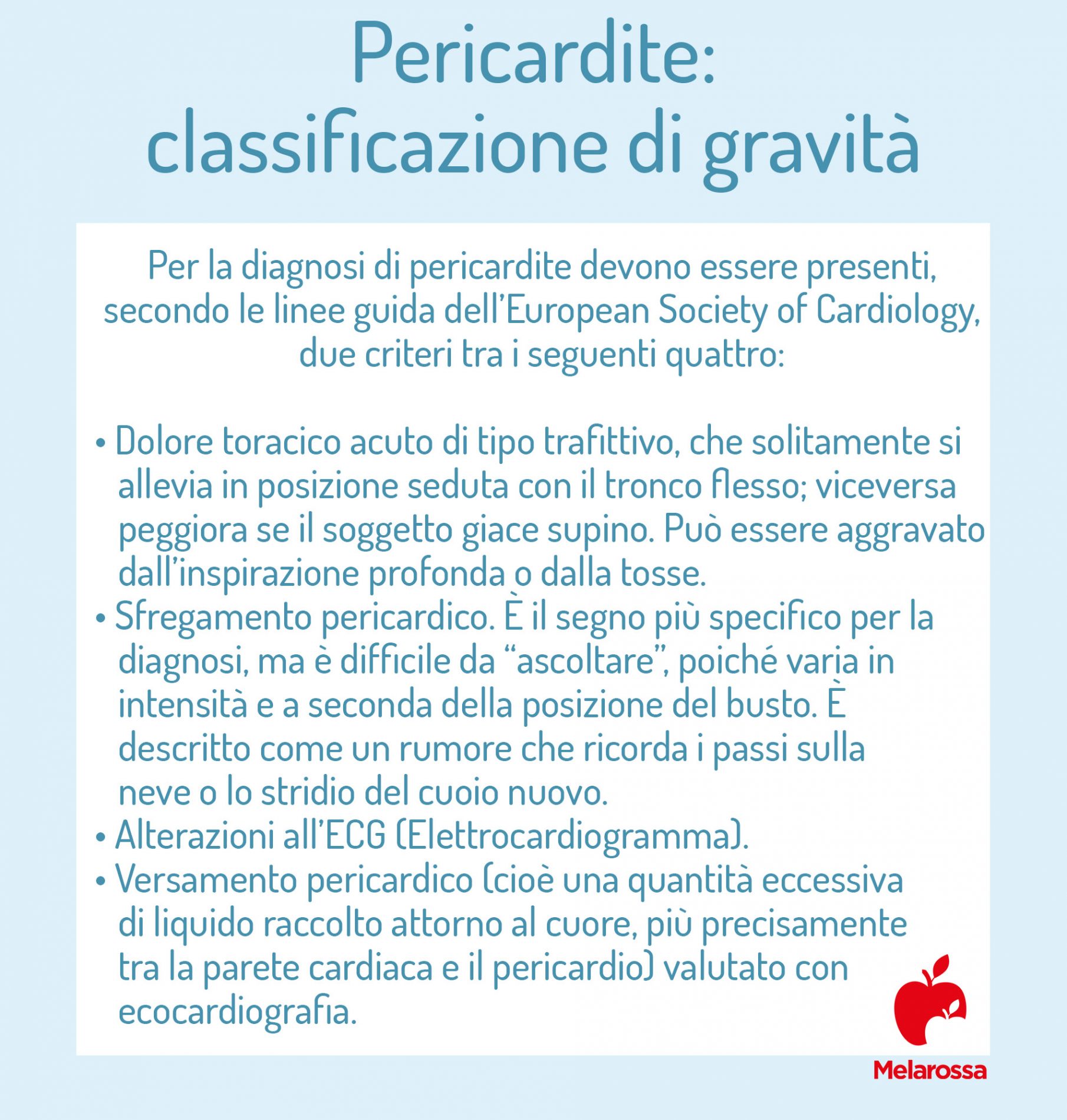 Pericardite: cos'è, sintomi, cause, diagnosi e cura 3 pericardite: classificazione in base alla gravità