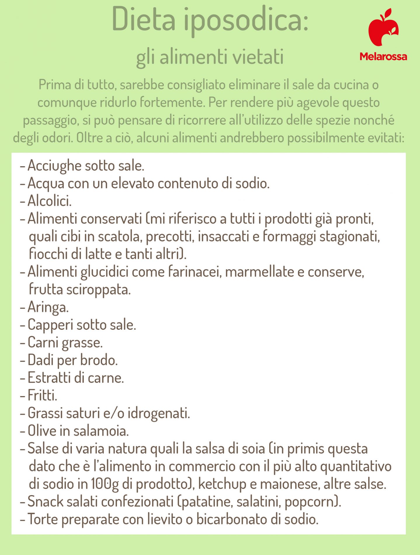 Dieta iposodica: che cos'è, a cosa serve, cosa mangiare e cosa evitare, esempio di menù, benefici e limiti 4 dieta iposodica alimenti vietati