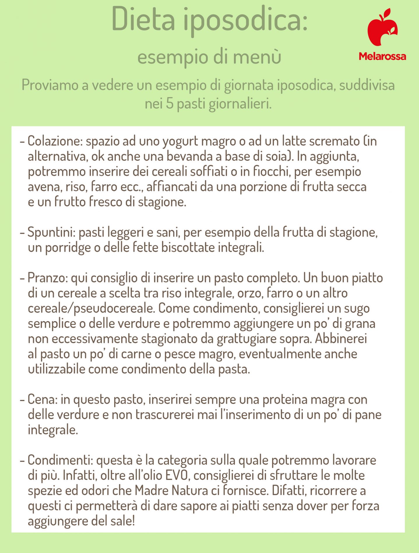 Dieta iposodica: che cos'è, a cosa serve, cosa mangiare e cosa evitare, esempio di menù, benefici e limiti 6 dieta iposodica esempio menù