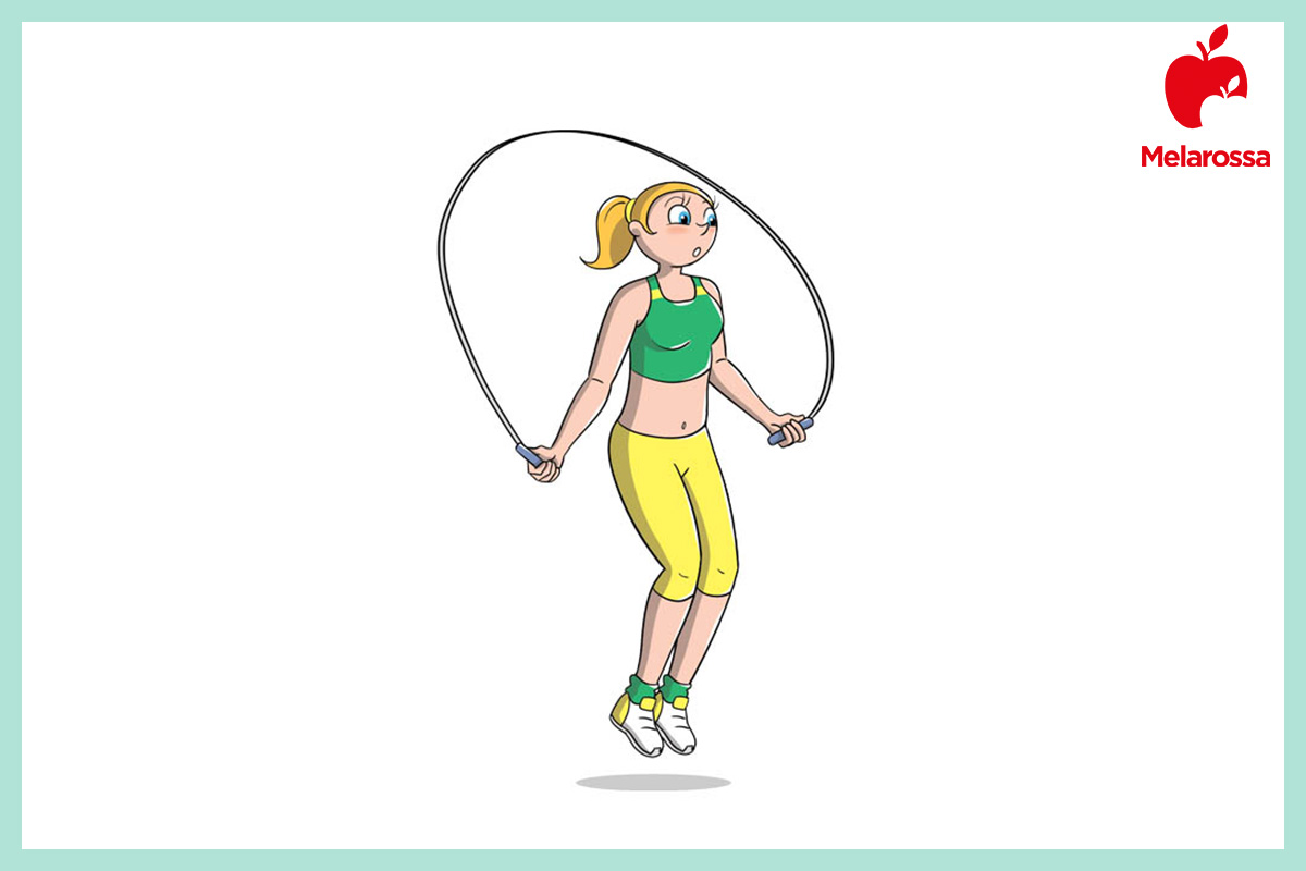 Salto con la corda: benefici, come allenarsi, muscoli coinvolti e programmi di allenamento 13 Illustrazione di una donna che esegue salto con la corda