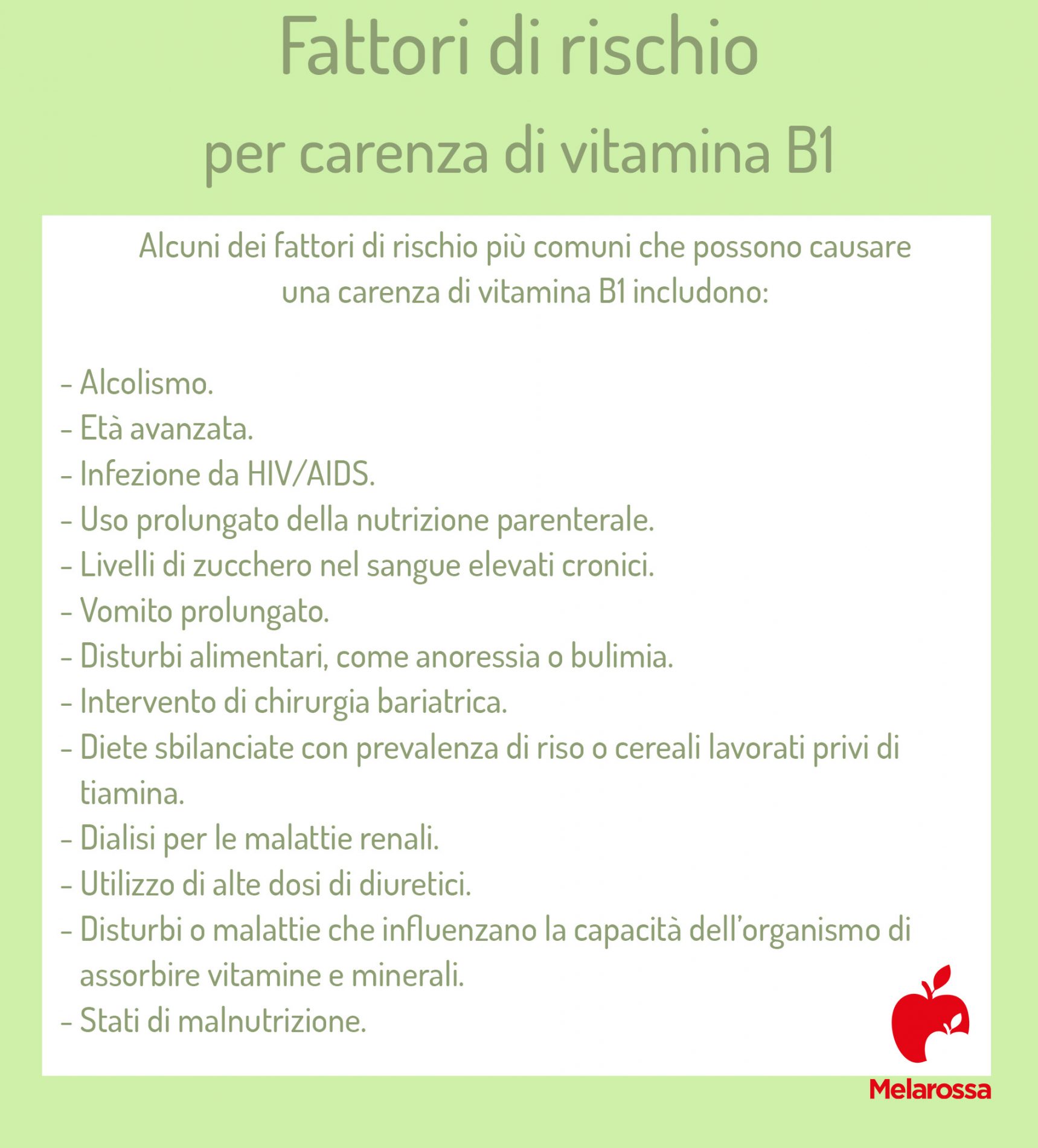 Vitamina B1 (tiamina): che cos'è, benefici e proprietà, a cosa serve, alimenti ricchi 5 fattori di rischio di una carenza di vitamina B1