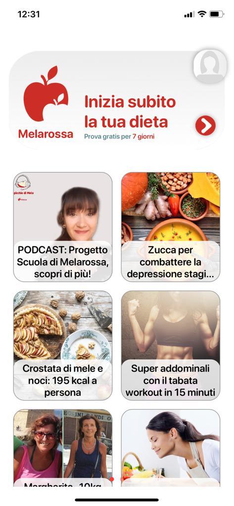 Scarica l'app di Melarossa, oltre la dieta c'è di più 1 Homepage app Melarossa aggiornata - contenuti redazionali