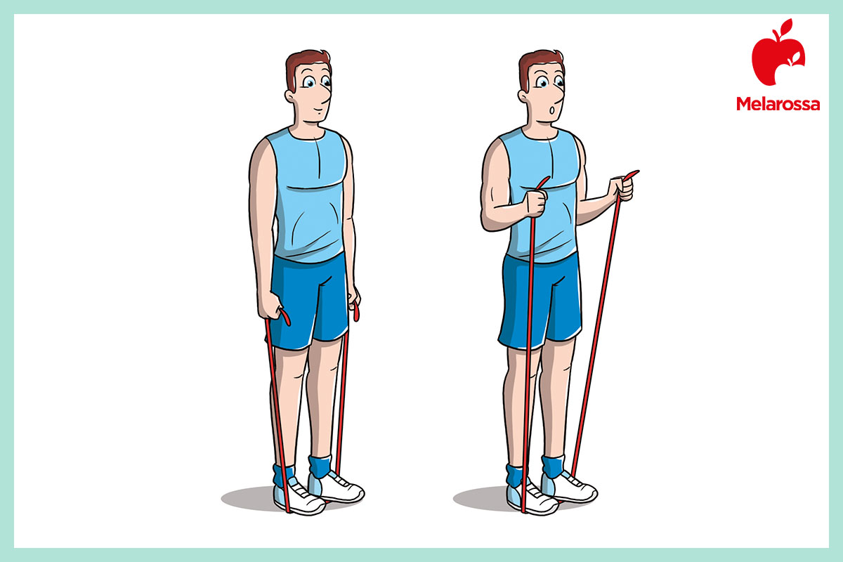 Workout a casa: schede di allenamento complete con e senza attrezzi 4 workout a casa: bicipiti con elastico