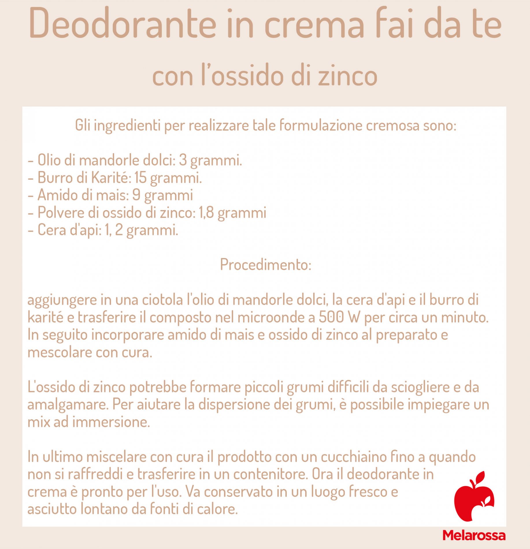 Ossido di zinco: che cos'è, a cosa serve, benefici e proprietà, usi e controindicazioni 3 ossido di zinco: come fare un deodorante in casa