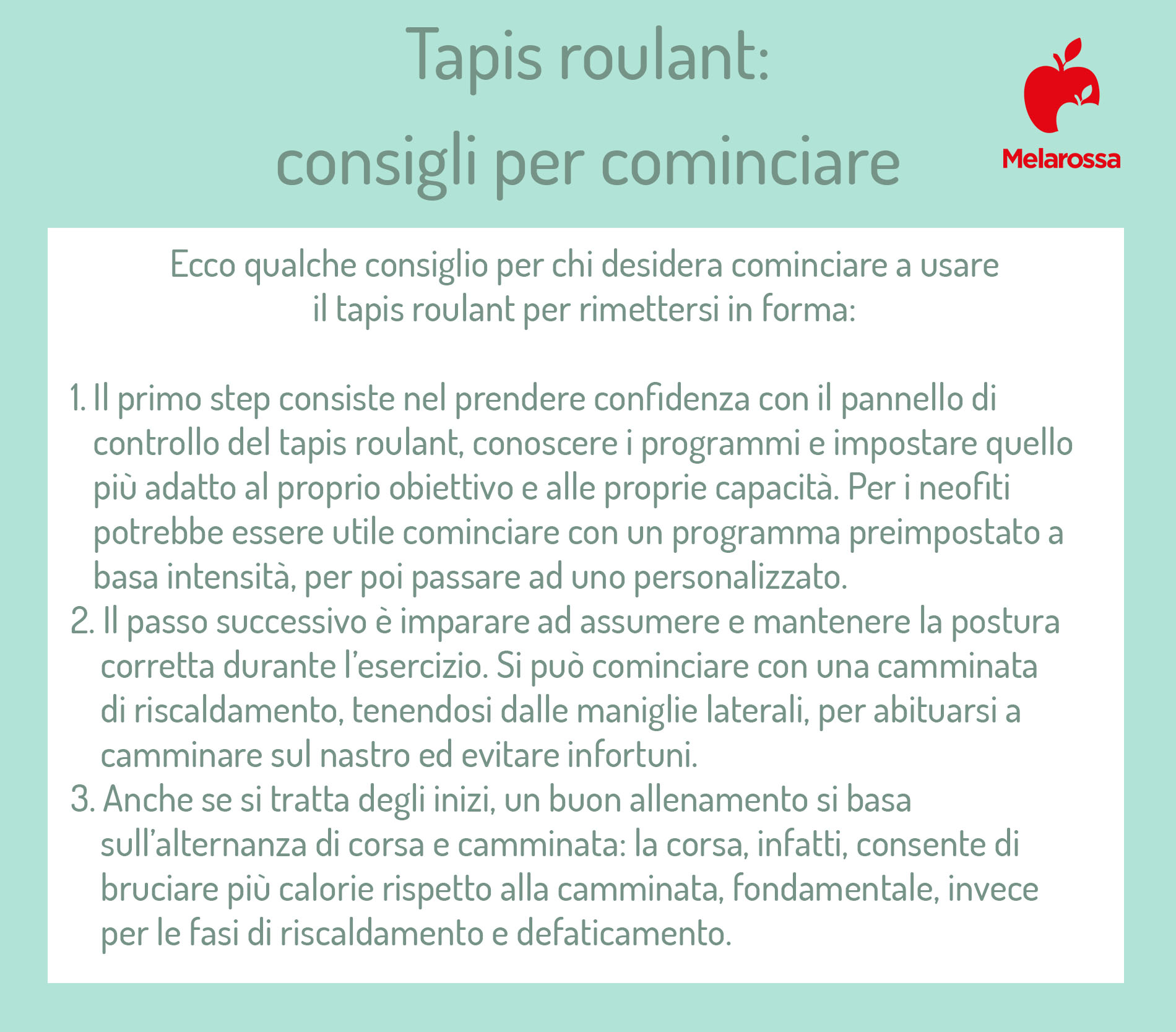 Tapis roulant: benefici, programmi di allenamento 1 tapis roulant: consigli per cominciare l'allenamento