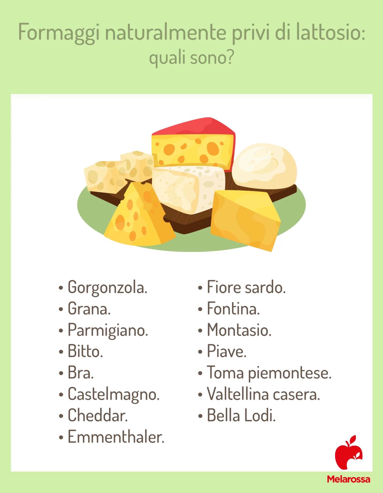 Formaggi senza lattosio: quali sono ed elenco per gli intolleranti 3 Una grafica su quali sono i formaggi senza lattosio