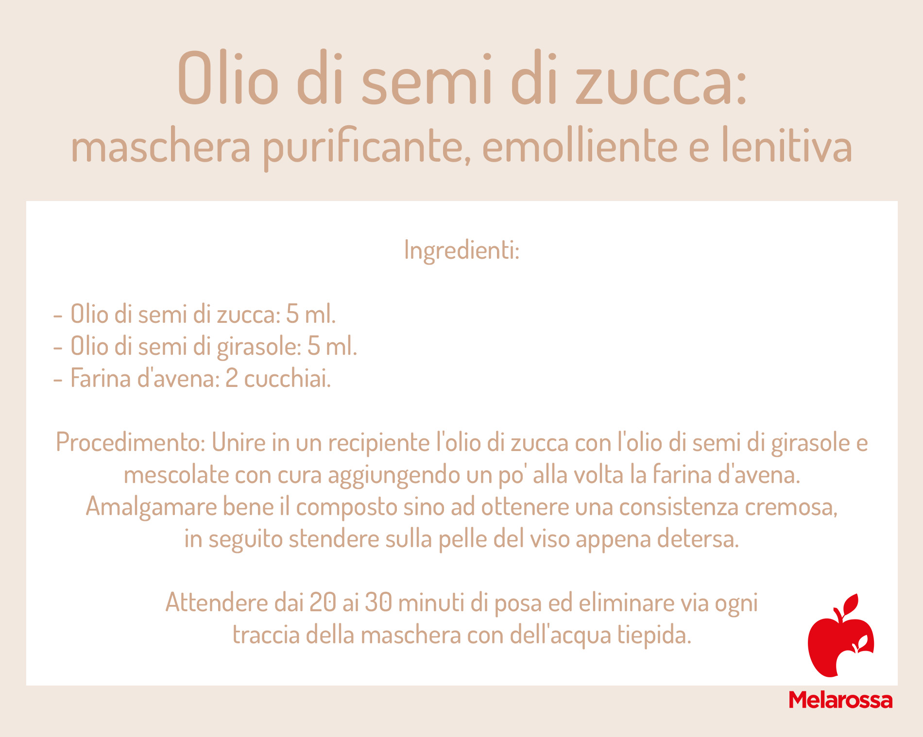 Olio di semi di zucca: che cos'è, proprietà, benefici, usi cosmetici e alimentari 3 maschera viso con olio di semi di zucca