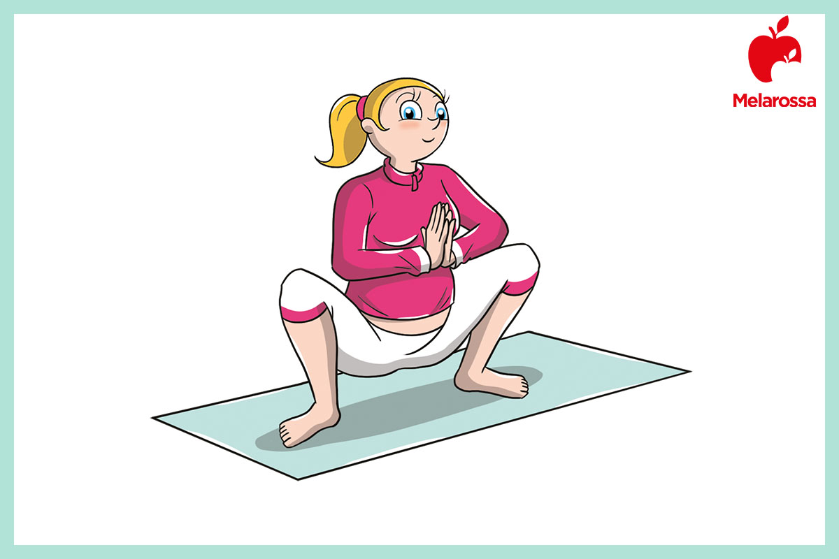 Yoga in gravidanza: esercizi per preparare il corpo e la mente al parto 6 yoga in gravidanza: posizione della ghirlanda