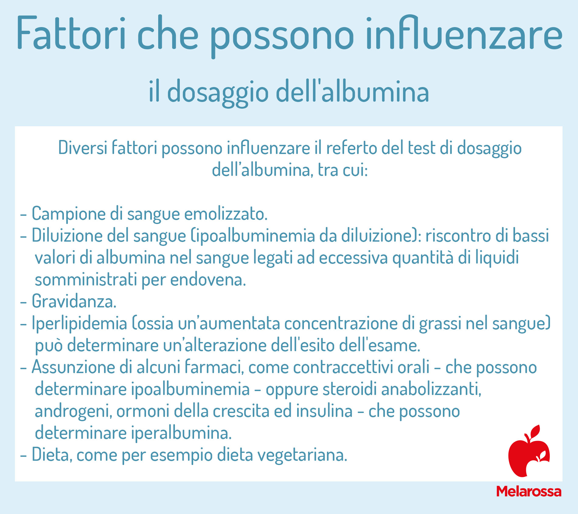 Albumina: che cos'è, a cosa serve l'esame, valori normali e alti e come curare l'ipoalbuminemia 2 albumina fattori che possono influenzare il dosaggio