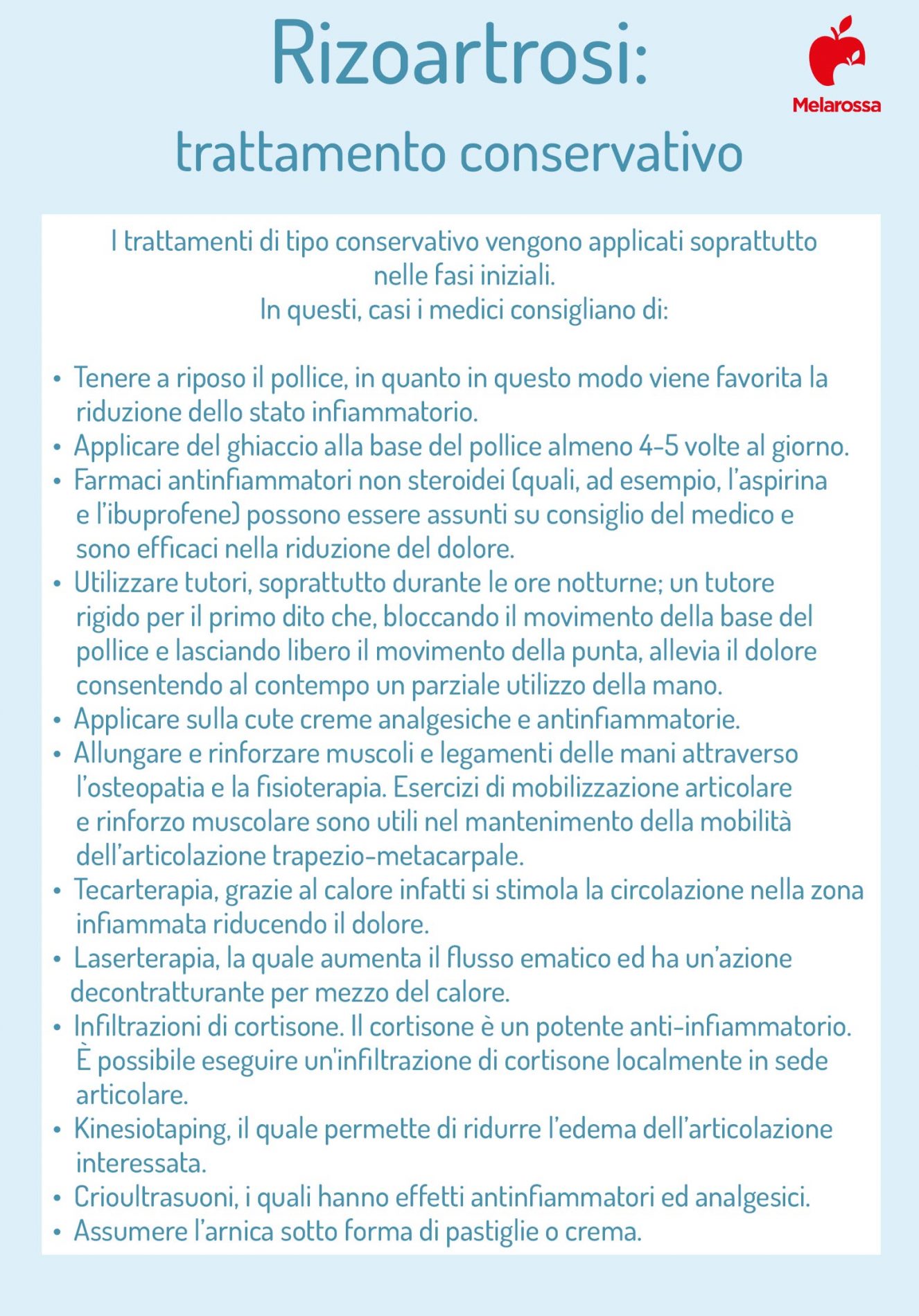 Rizoartrosi: che cos'è, sintomi, cause, diagnosi, come si cura, rischi e complicazioni 5 rizoartrosi trattamento conservativo