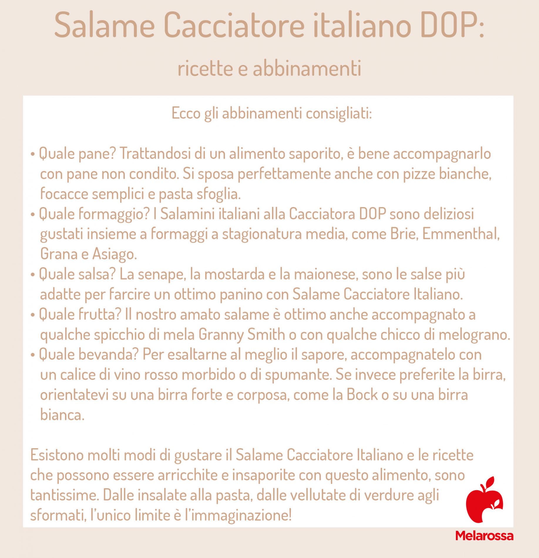 Salame Cacciatore Italiano: cos’è, proprietà nutrizionali, ricette e abbinamenti 7 salame cacciatore Italiano: ricette e abbinamenti