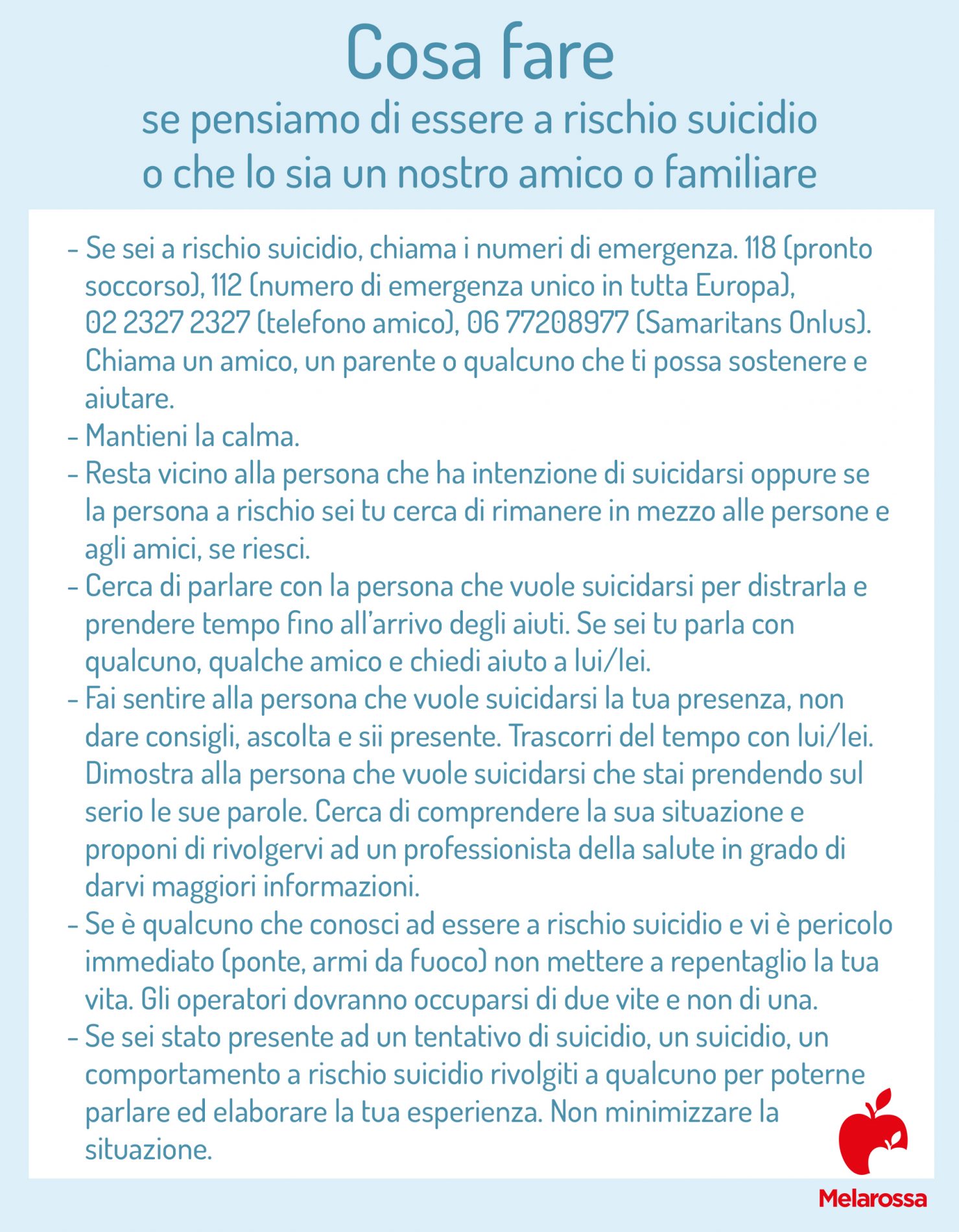 Suicidio: cause, numeri, segnali d'allarme, cosa fare per intervenire in tempo, prevenzione e terapia 7 suicidio: cosa fare se pensiamo di essere a rischio