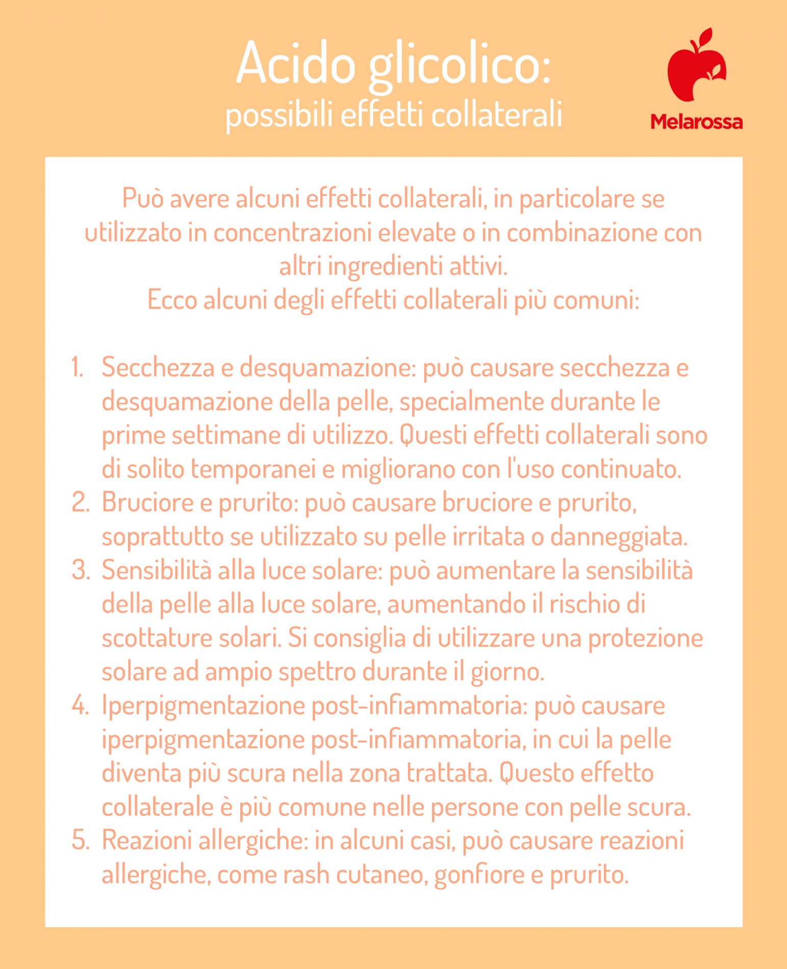 Acido glicolico: che cos'è, a cosa serve, benefici, come sceglierlo, controindicazioni 4 acido glicolico: possibili effetti collaterali