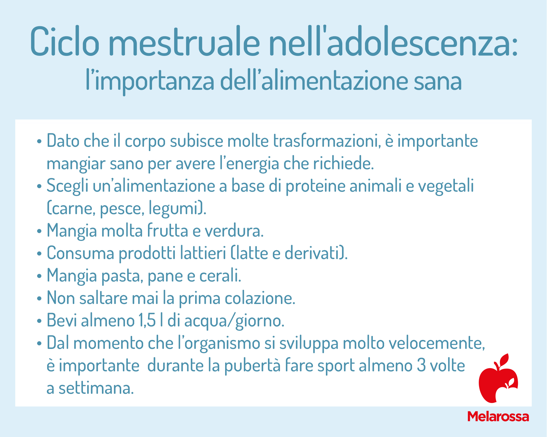 Ciclo mestruale nell'adolescenza o menarca: che cos'è, sintomi, età, pubertà precoce e tardiva 3 ciclo mestruale nell'adolescenza: importanza di un alimentazione sana