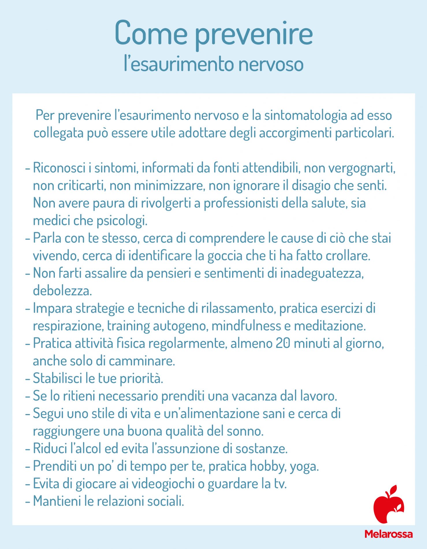 Esaurimento nervoso o nevrastenia: che cos'è, sintomi, cause, diagnosi, test e cure 8 come prevenire l esaurimento nervoso 1
