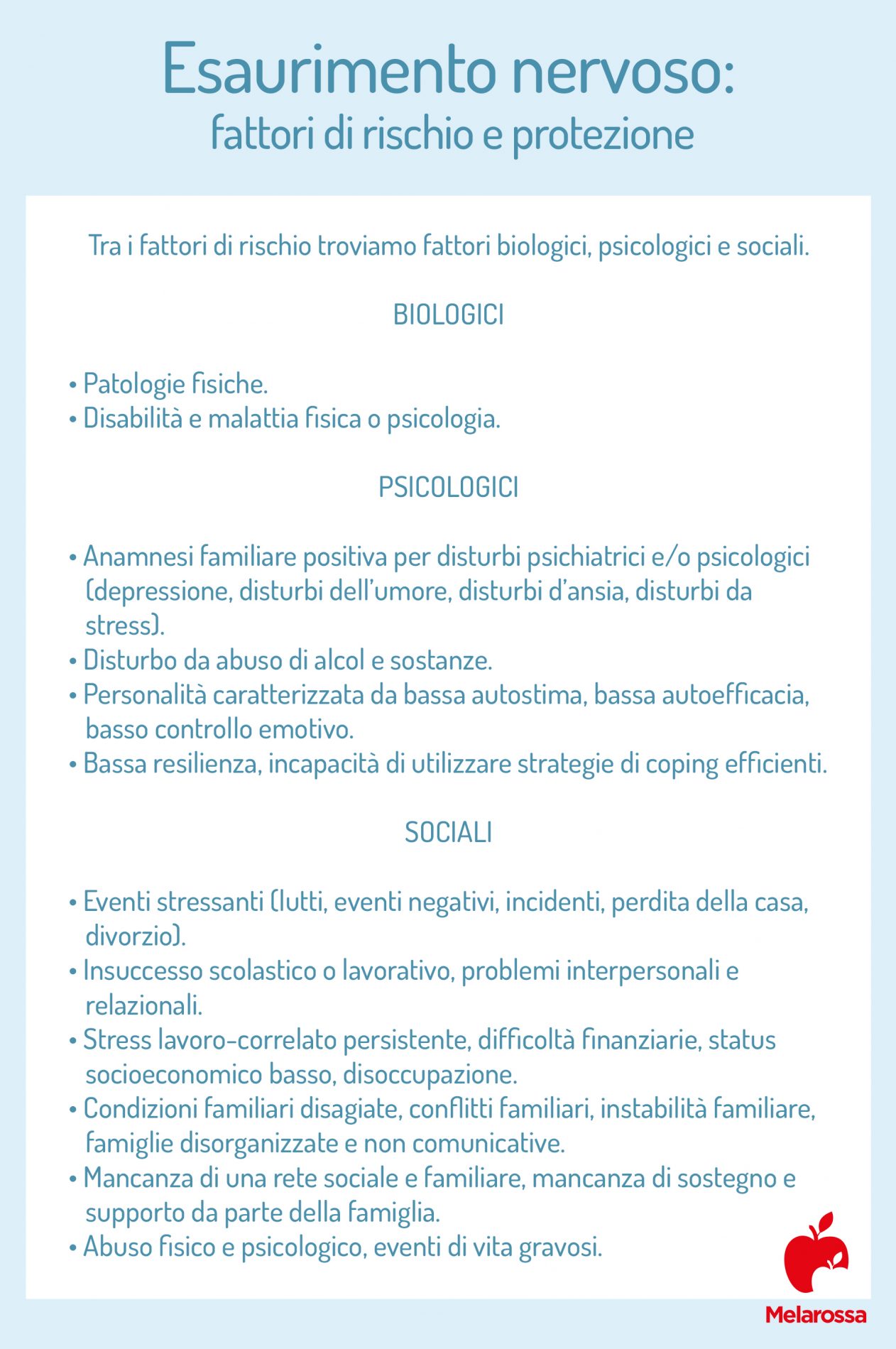 Esaurimento nervoso o nevrastenia: che cos'è, sintomi, cause, diagnosi, test e cure 4 esaurimento nervoso: fattori di rischio