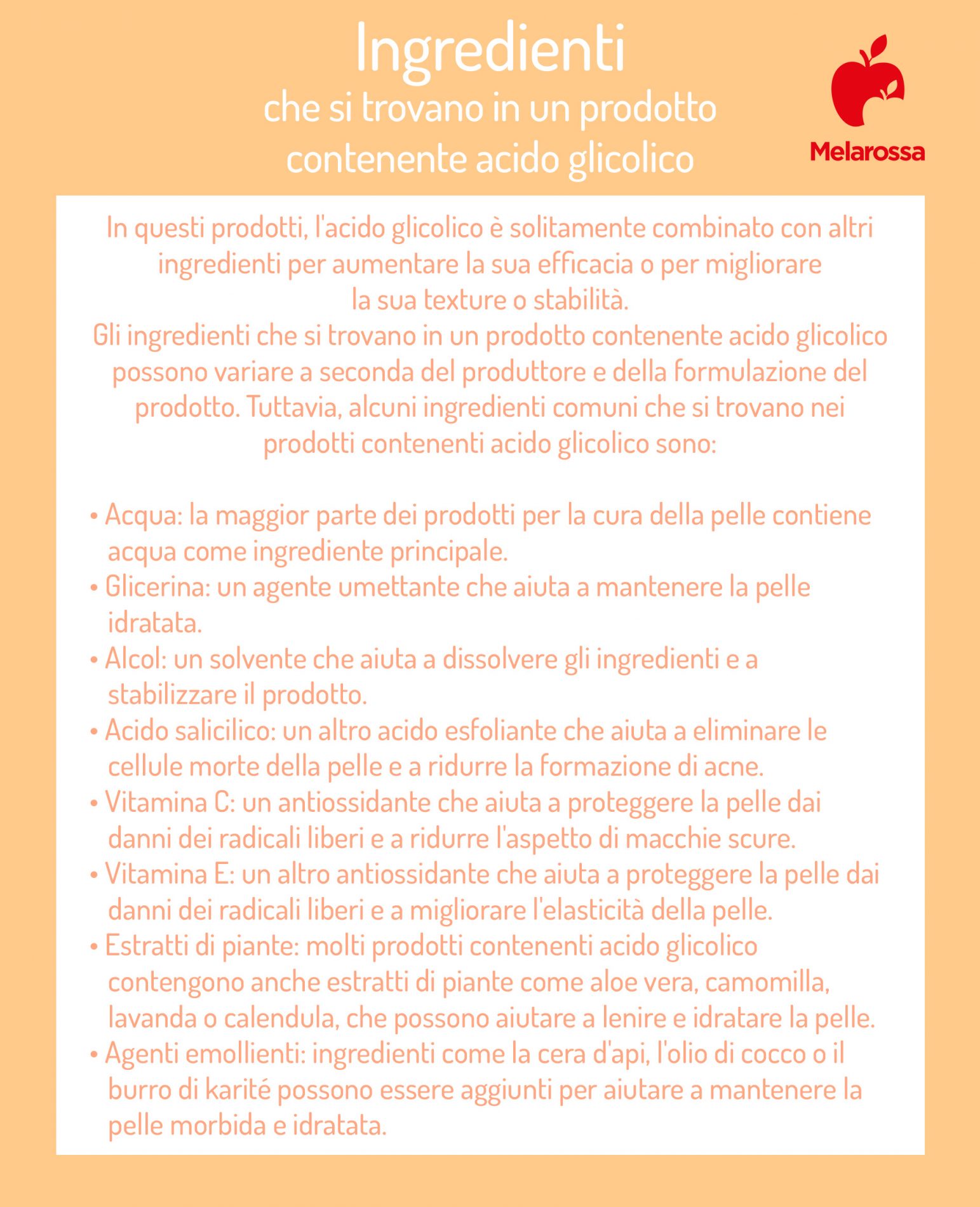 Acido glicolico: che cos'è, a cosa serve, benefici, come sceglierlo, controindicazioni 2 ingredienti che si trovano nei prodotti con acido glicolico