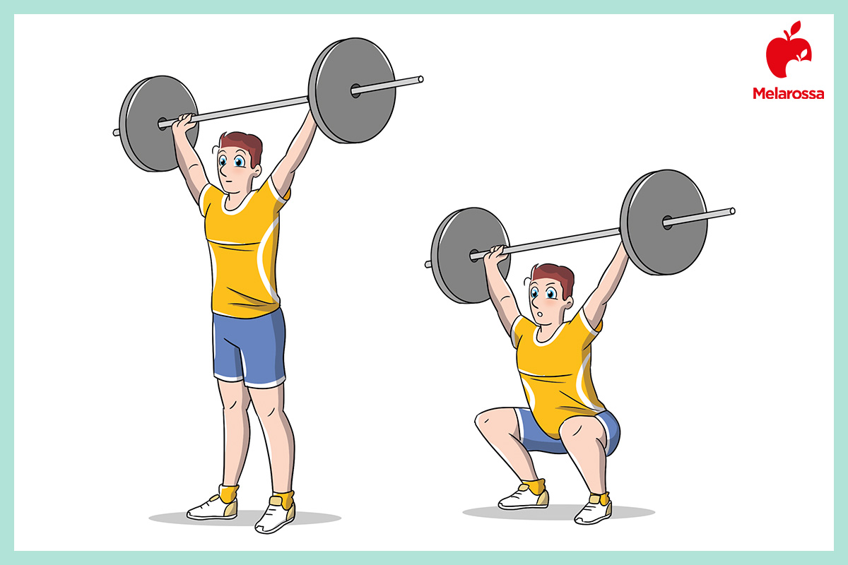 Squat: che cos'è, muscoli coinvolti e come eseguirlo correttamente 2 overhead squat: come farli e illustrazione