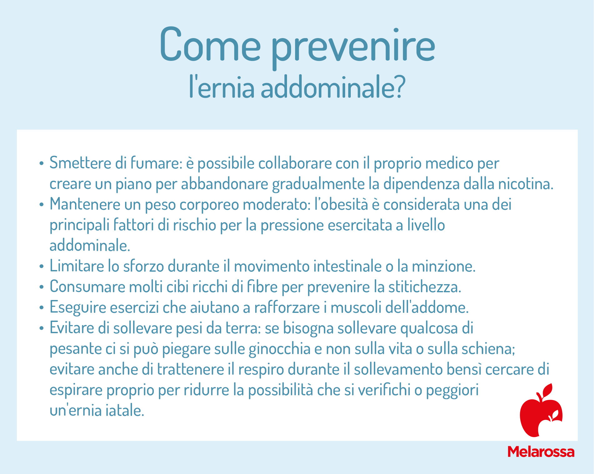 Ernia addominale: che cos'è, sintomi e cause, come si cura 6 come prevenire l'ernia addominale