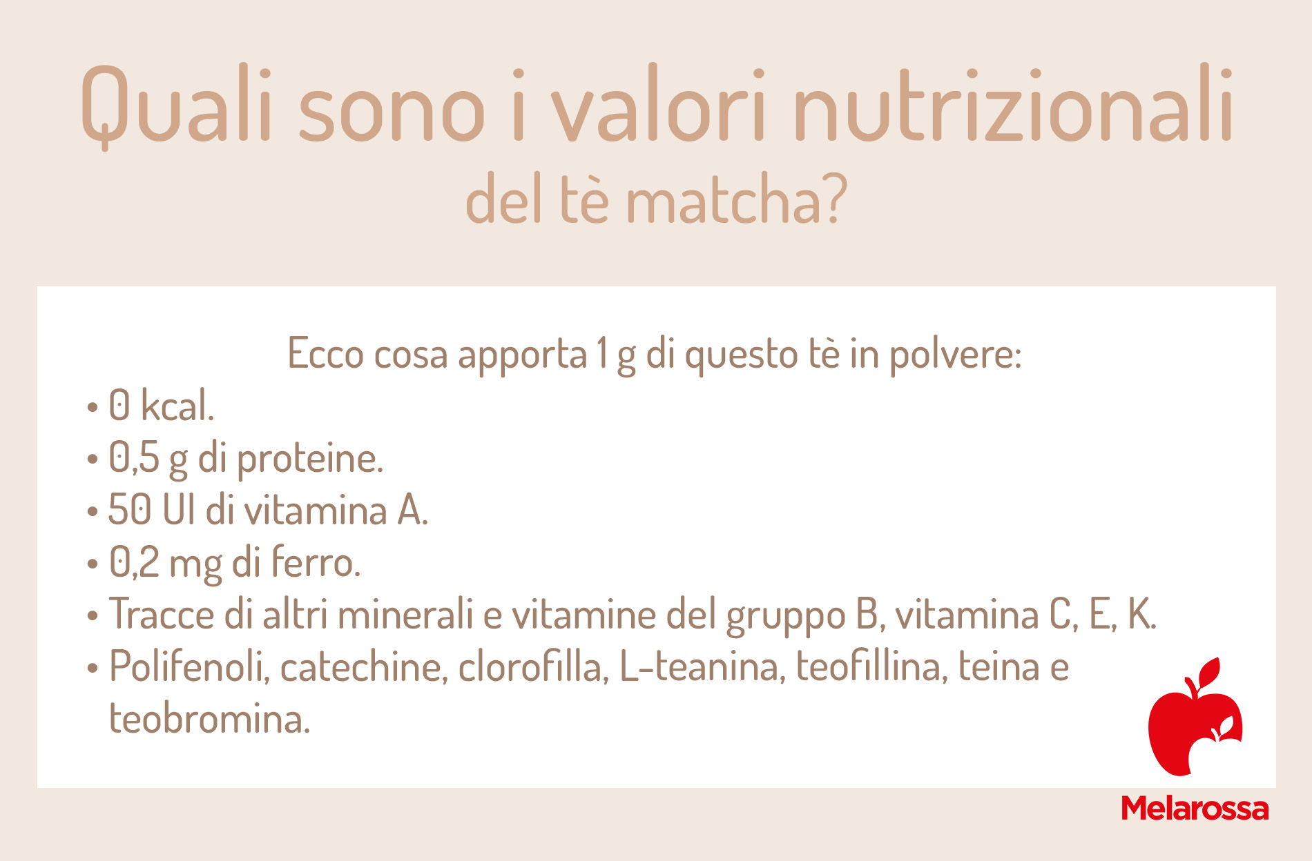 Tè matcha: cos'è, proprietà, benefici, ricette e come prepararlo a casa 1 valori nutrizionali del tè matcha