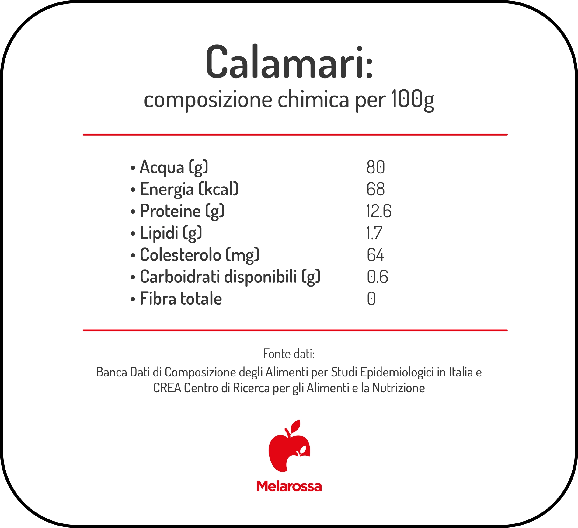 Calamari: calorie, proprietà, usi in cucina e ricette 1 infografica che illustra la composizione chimica dei calamari