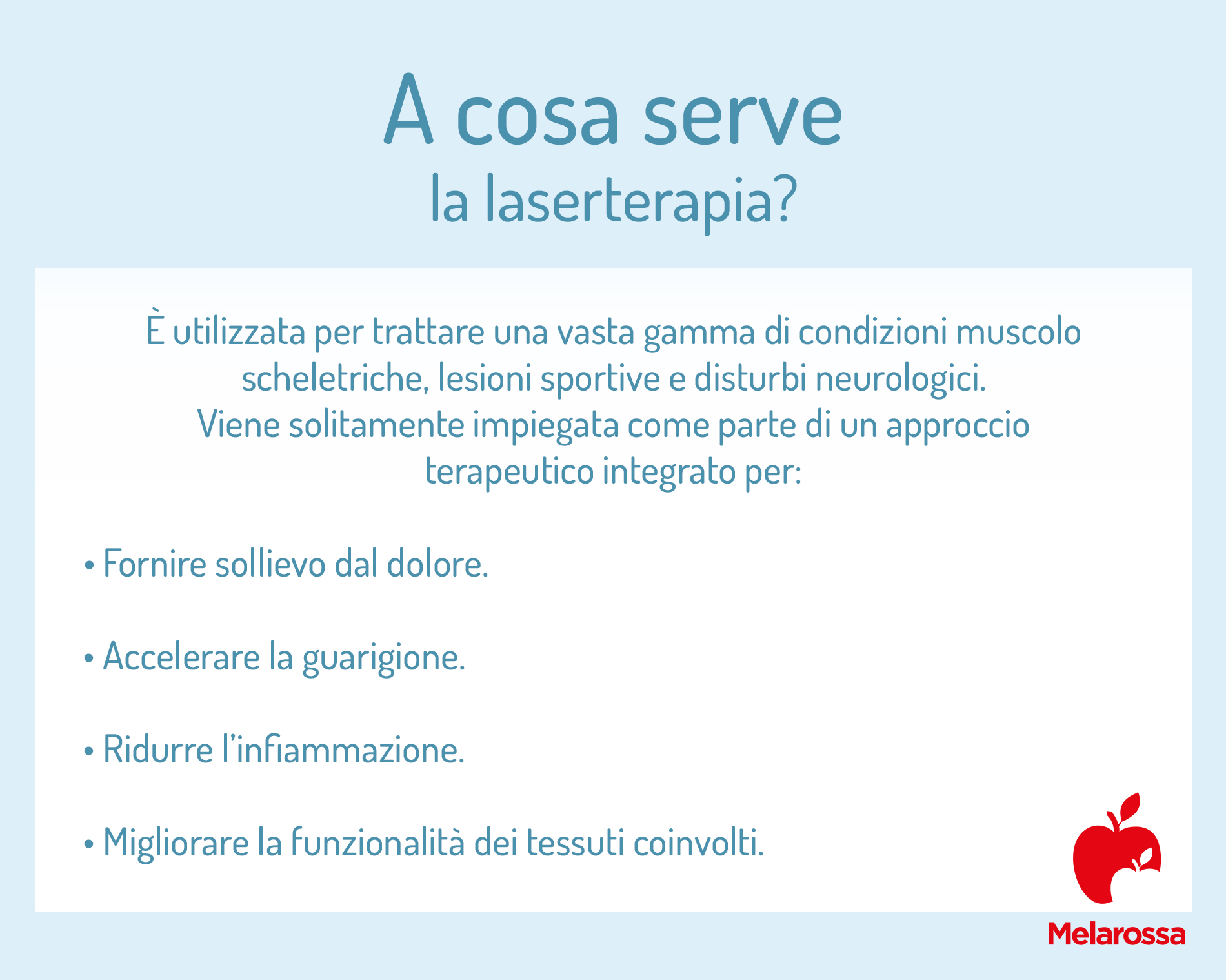 Laserterapia: che cos'è, a cosa serve, come funziona, benefici della fisioterapia con laser 2 A cosa serve la laserterapia