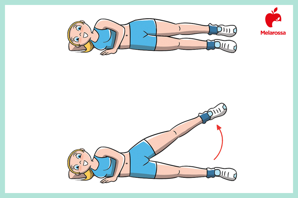 Esercizi glutei: il programma per tonificarli in 30 giorni 15 esercizi glutei: grafica che mostra come fare abduzione anca utile per attivare il medio gluteo