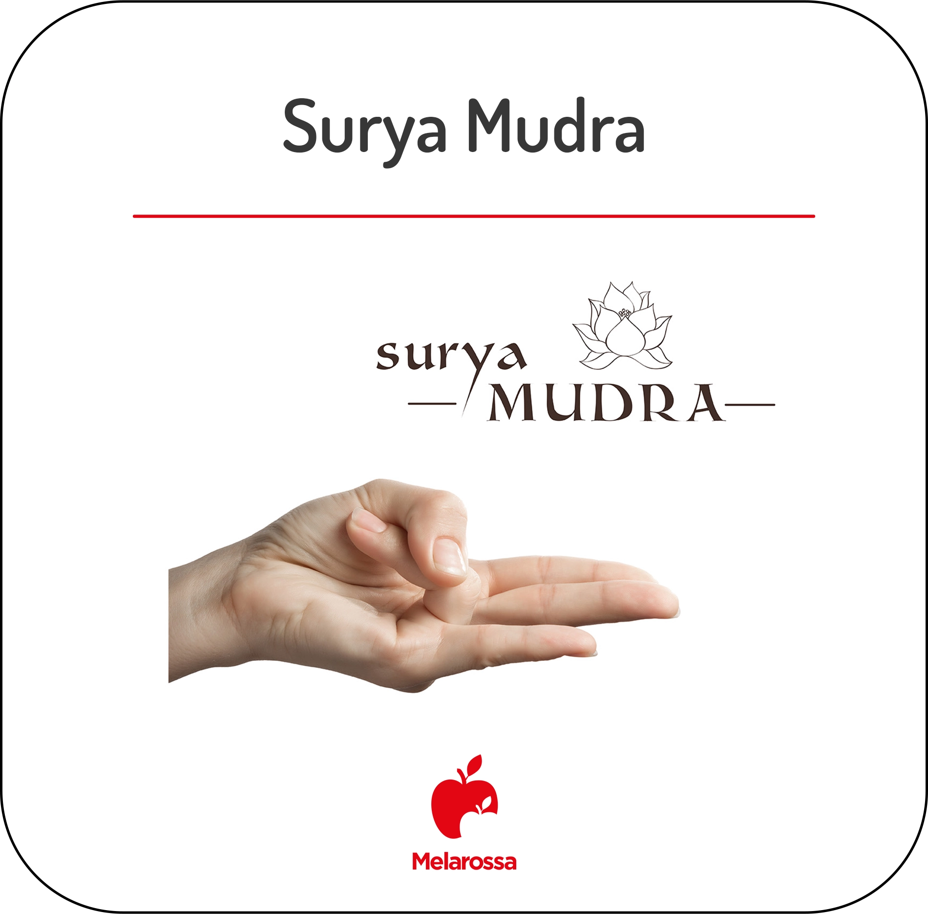 Mudra o yoga delle mani: come praticare, posizioni più famose e perché funzionano 10 Infografica che illustra la posizione del surya mudra