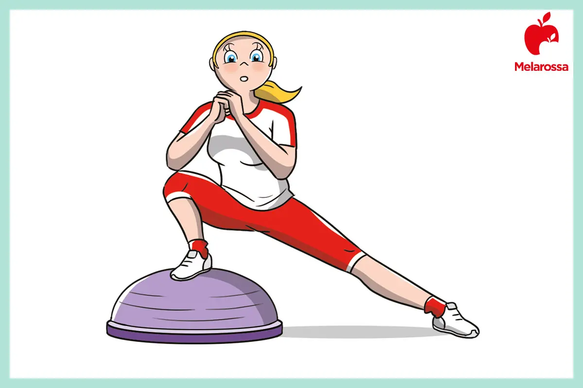 Bosu: come usarlo, benefici, esercizi e programma di allenamento per tonificare la muscolatura profonda 5 affondi laterali con il bosu