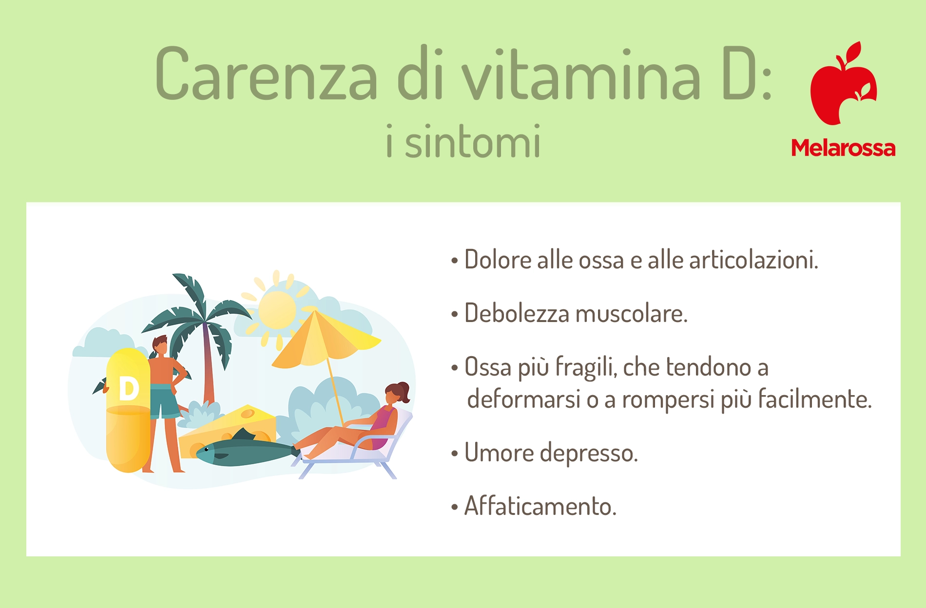 Carenza di vitamina D: quali sono i sintomi, cure e rimedi 1 grafica sulla carenza di vitamina D: i sintomi