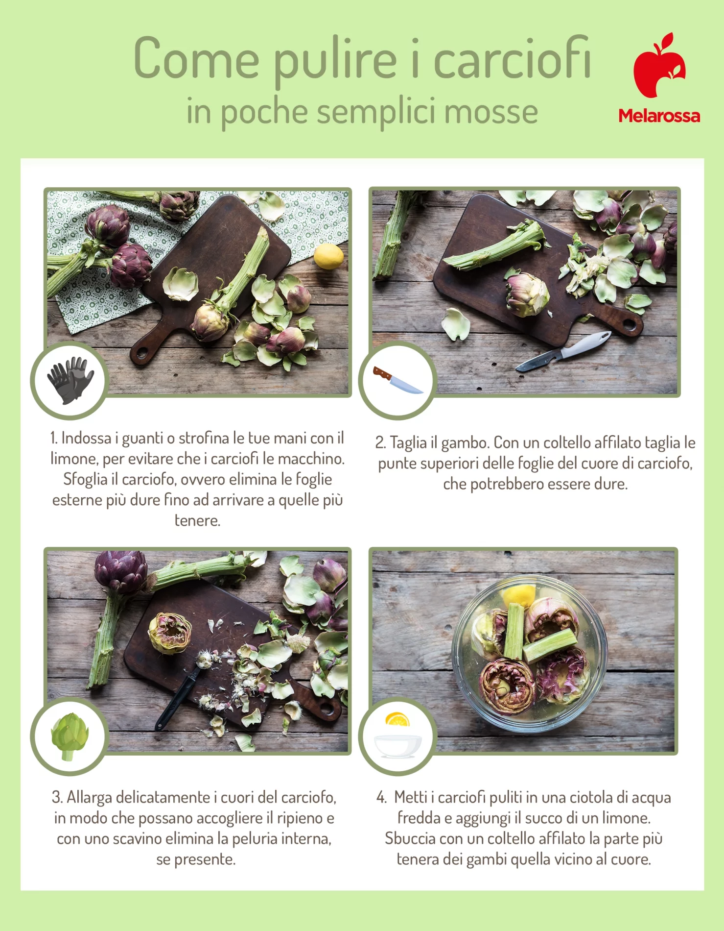 Come pulire i carciofi in poche semplici mosse con lo step by step fotografico e video tutorial 1 come pulire i carciofi