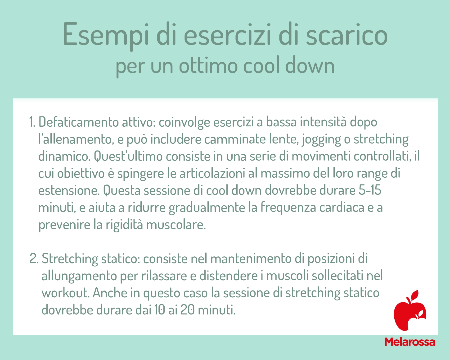 Defaticamento o cool down: a cosa serve, esempi di esercizi, benefici 1 esempi di esercizi di scarico per un ottimo cool down