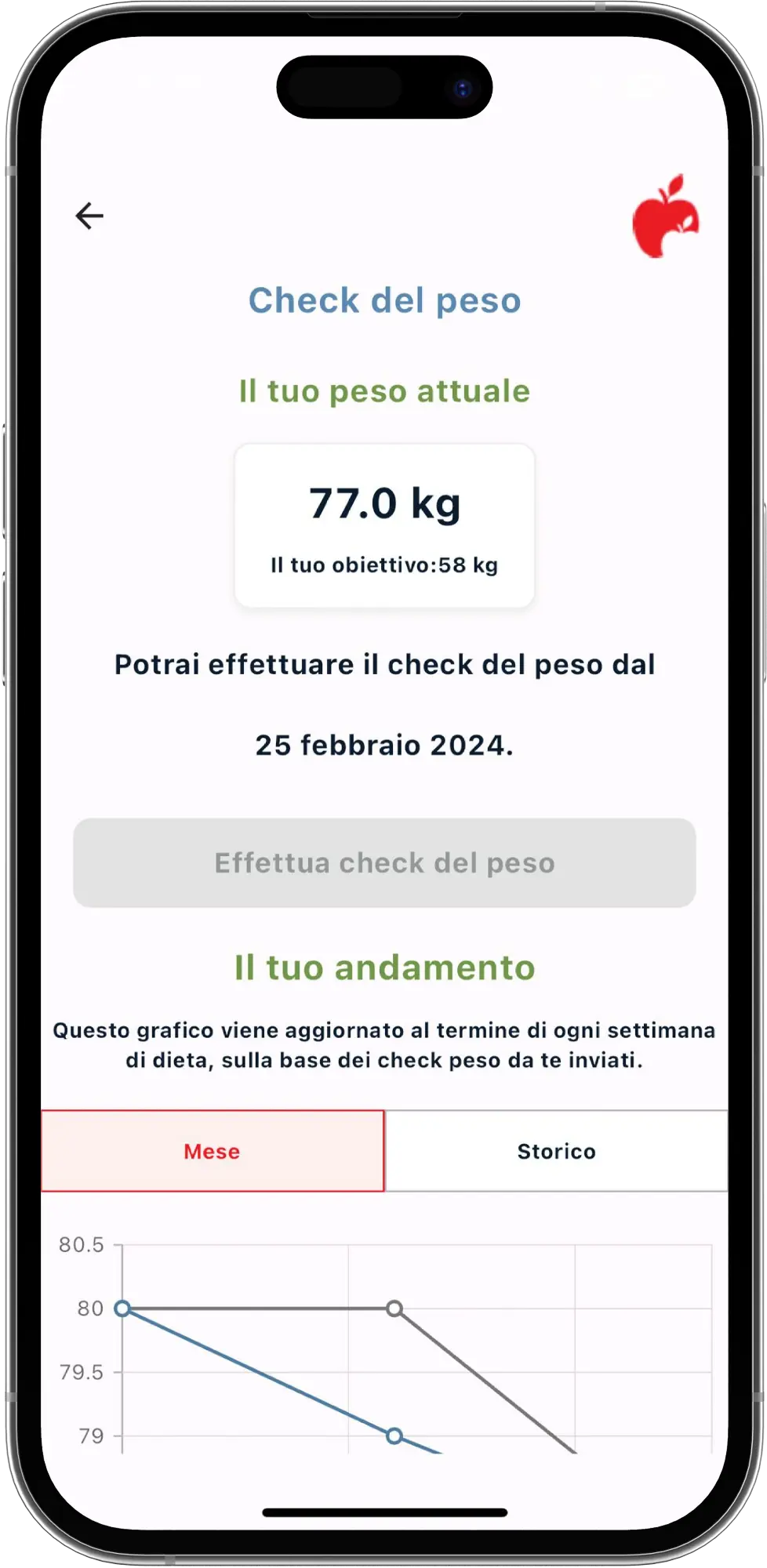 Dimagrisci con l'app di Melarossa: scopri i vantaggi e come funziona 9 Dimagrisci con l'app Melarossa: check del peso
