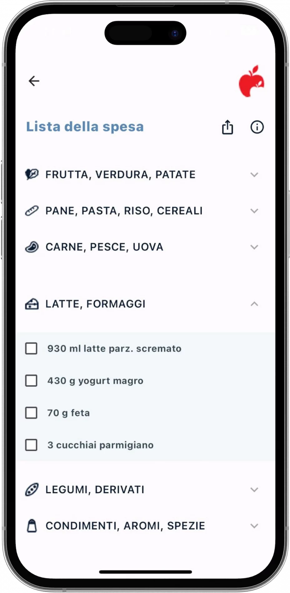 Dimagrisci con l'app di Melarossa: scopri i vantaggi e come funziona 10 Dimagrisci con l'app Melarossa: lista della spesa