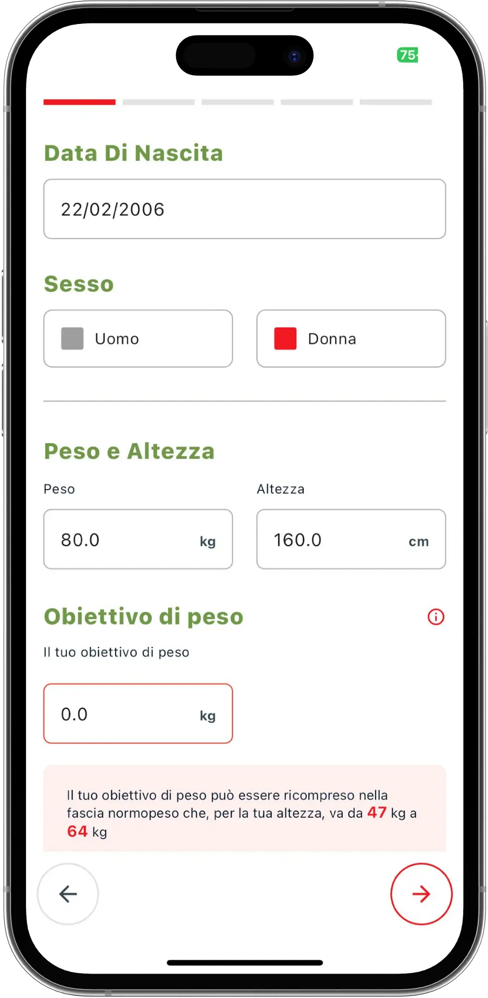 Dimagrisci con l'app di Melarossa: scopri i vantaggi e come funziona 2 Percorso di iscrizione dati personali
