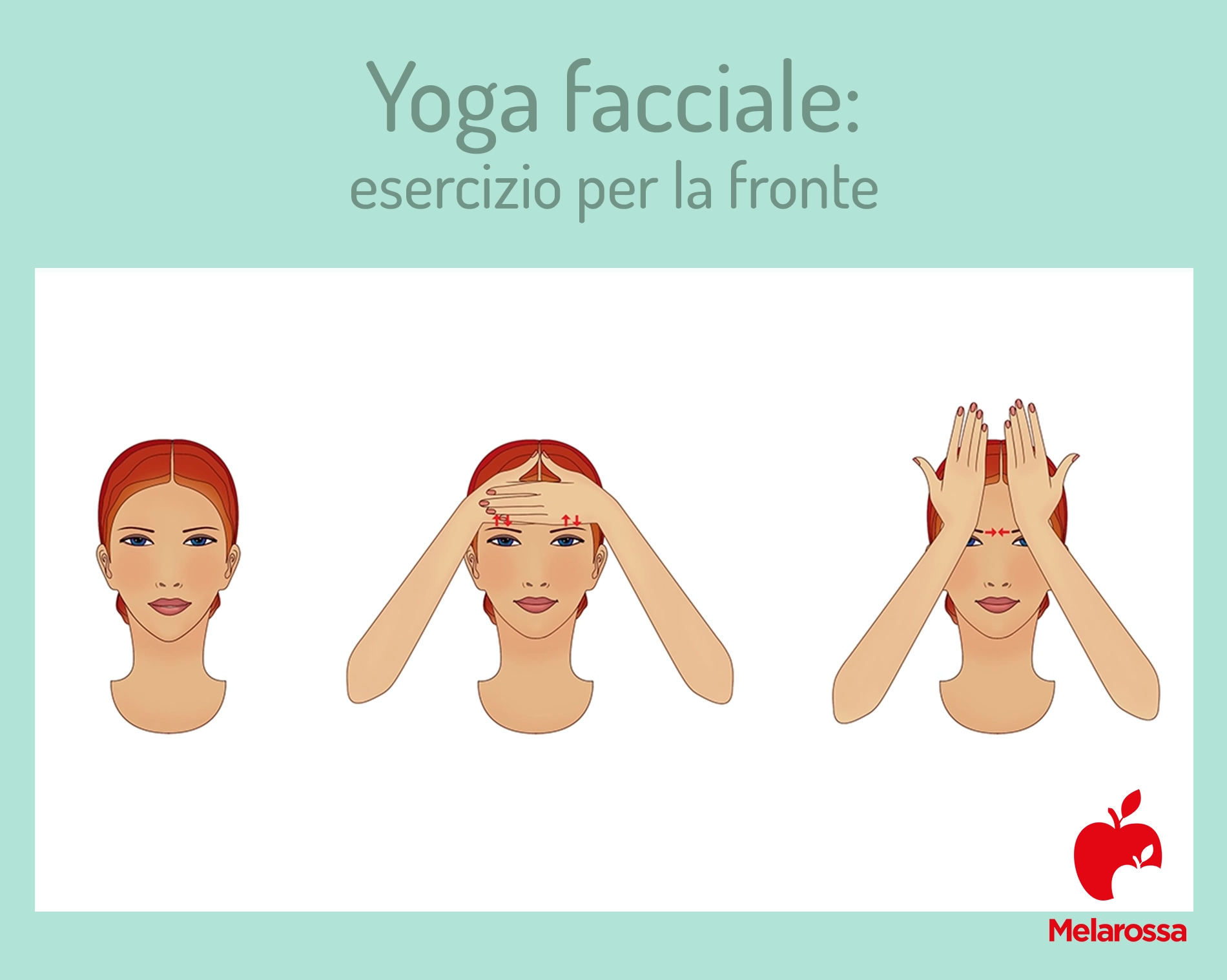 Yoga facciale contro le rughe: come funziona, benefici e i migliori esercizi 6 illustrazione yoga facciale con esercizio per la fronte