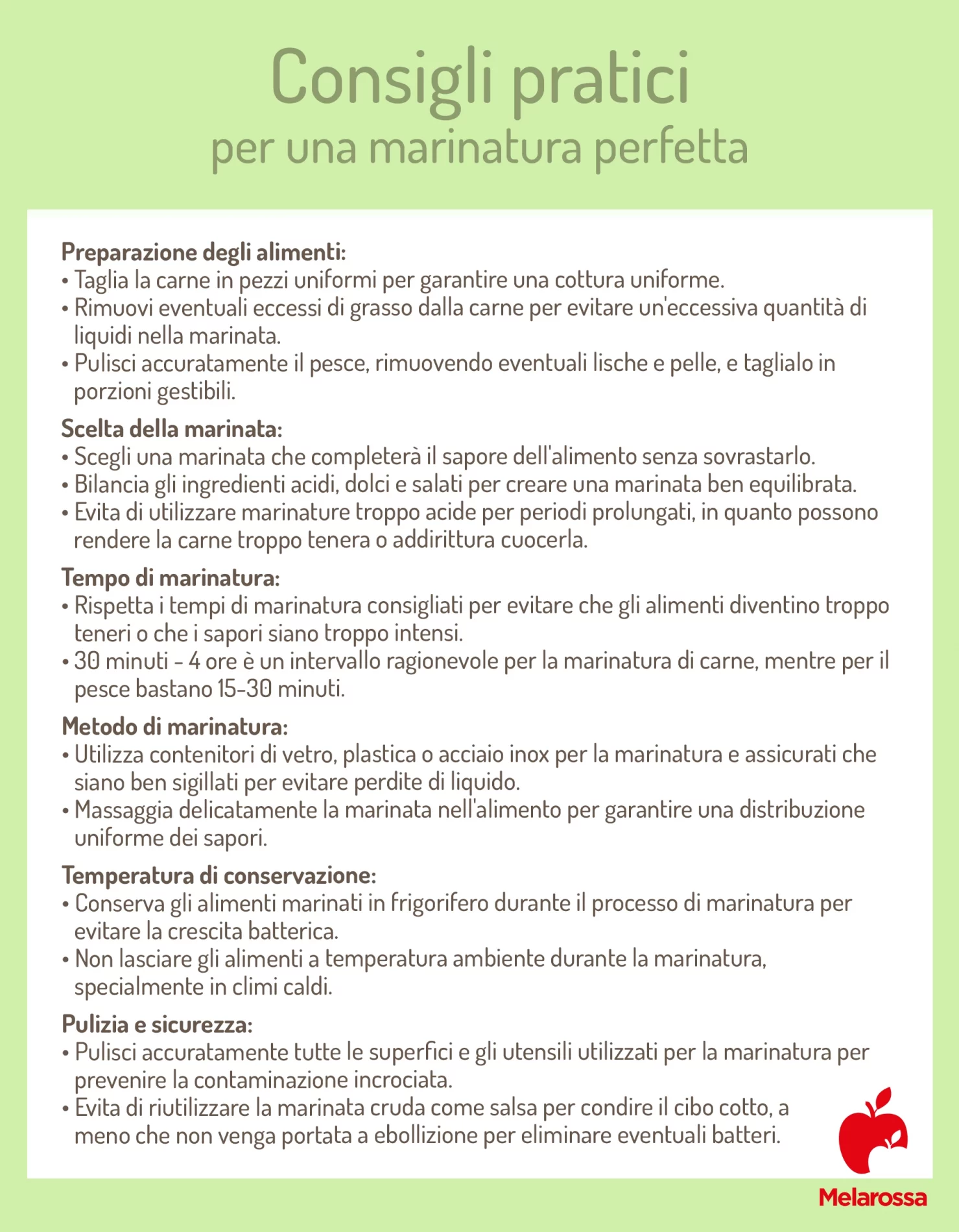 Tutto quello che devi sapere sulla marinatura: tecniche, ingredienti e consigli 2 tabella che spiega passo per passo come fare la marinatura