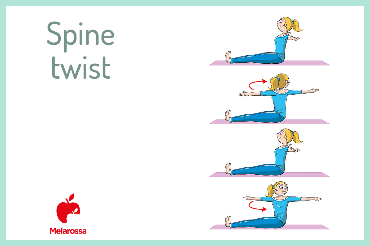 Esercizi per il mal di schiena per alleviare il dolore e migliorare la flessibilità 7 Illustrazione esercizi per il mal di schiena: una donna esegue una donna esegue un esercizio di pilates